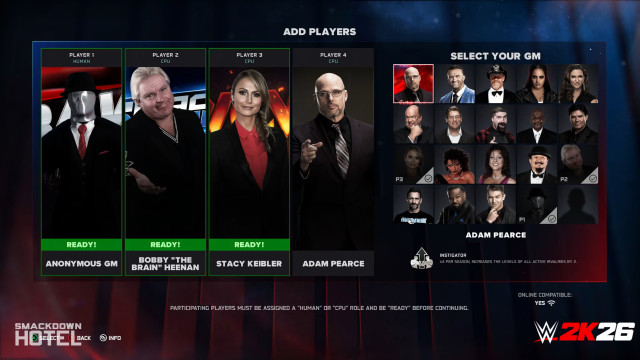 WWE 2K26 MyGM Mode - Choose GM