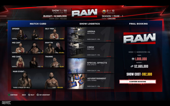 WWE 2K26 MyGM Mode - Match Card