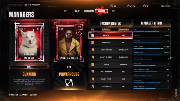 wwe2k24 myfaction manager effects