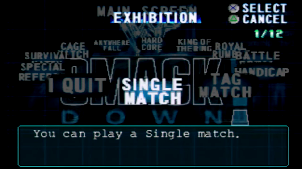 WWF SmackDown! 1 Video Game: Match Types List