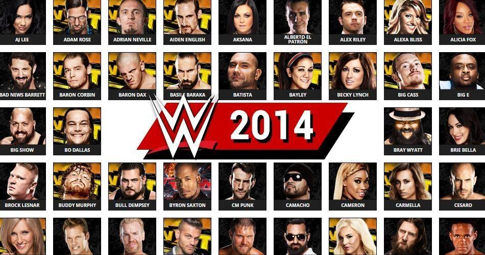 Full Wwe Roster In Year 14 World Wrestling Entertainment Rosters History Database Pro Wrestling Database